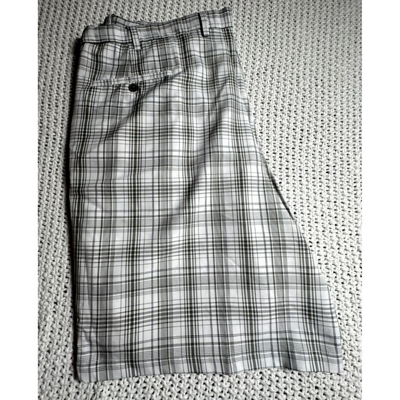 Haggar Mens Cool 18 Performance Short Flat Front White/Gray Plaid Size 46 - Picture 4 of 6